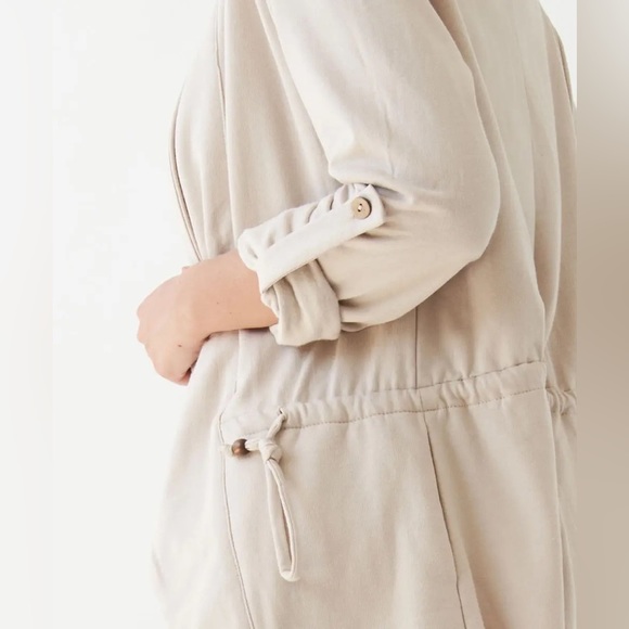 Hemp/Organic Cotton Blend Open Front Jacket | Taupe - Picture 4 of 7